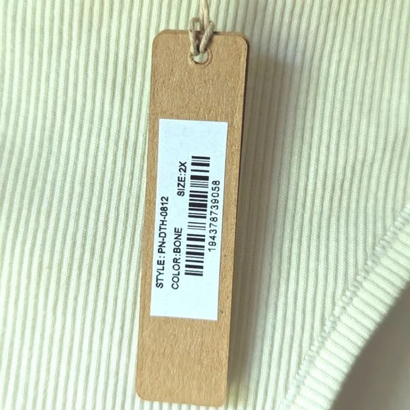 SKIMS Bone Color Soft Cotton Fine Rib Dipped Thong Plus sz 3X NWT - Picture 7 of 10